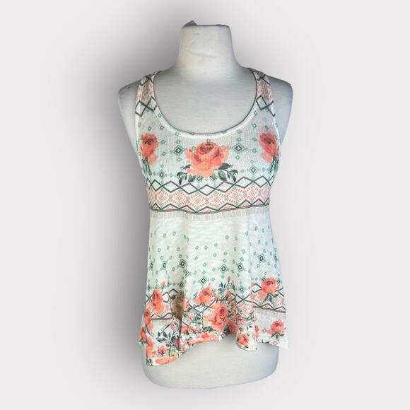 Gaze | Rose Print Knit Tank Top | Small - Picture 1 of 6